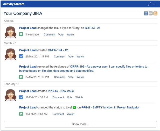 Using Jira Dashboards to track multiple projects